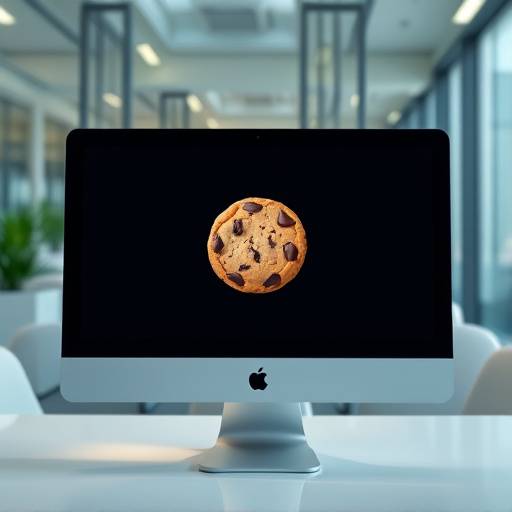 Image illustrative de la politique de cookies avec un ordinateur affichant un cookie