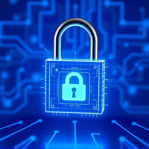 Image symbolisant la protection des données avec un cadenas numérique sur un fond bleu